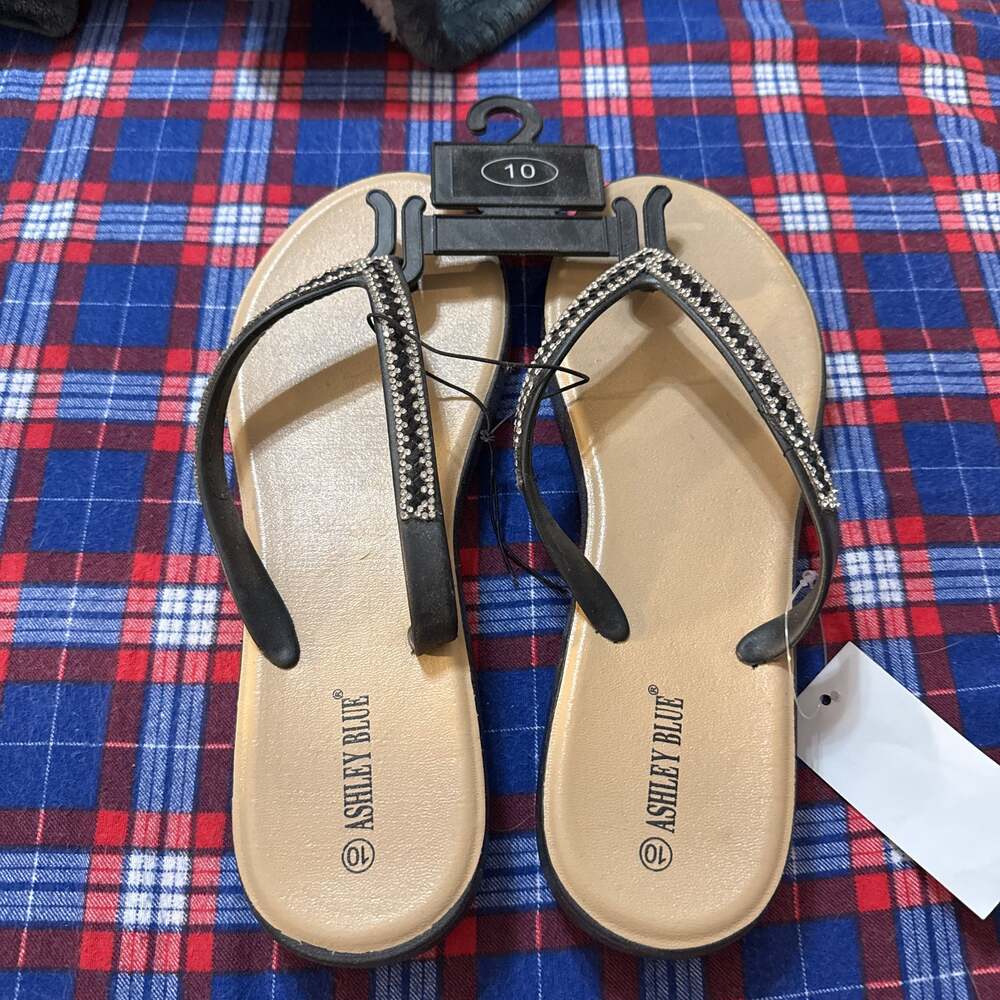 Ashley Blue Rhinestone Thong Flip Flop Sandals